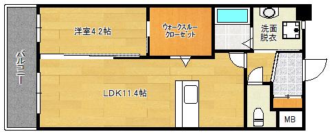 ギャラン竪町(1LDK/9階)の間取り写真
