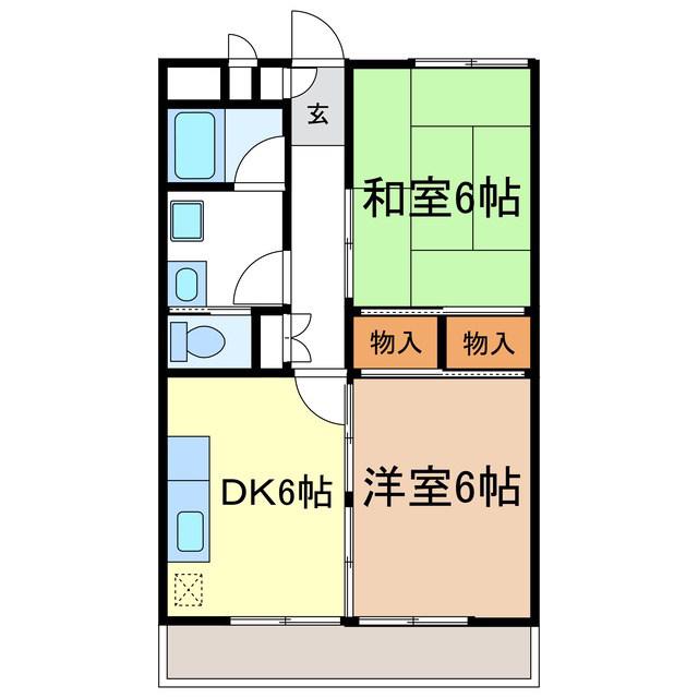 宮尾ハイツ(2DK/2階)の間取り写真