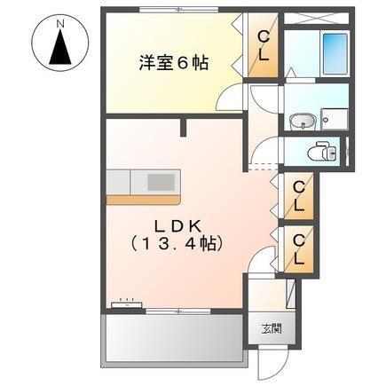 ポラリスIR(1LDK/1階)の間取り写真
