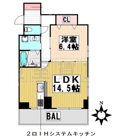 サン東山公園ウエスト(1LDK/8階)の間取り写真