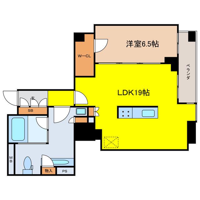 淀屋橋アップルタワーレジデンス(1LDK/34階)の間取り写真