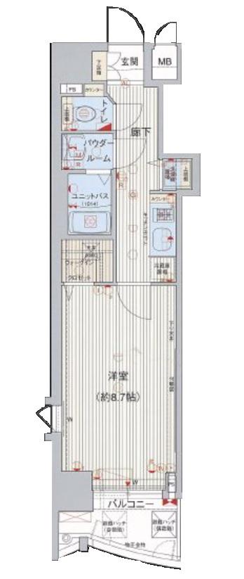 プレサンス本町プライム(1K/11階)の間取り写真