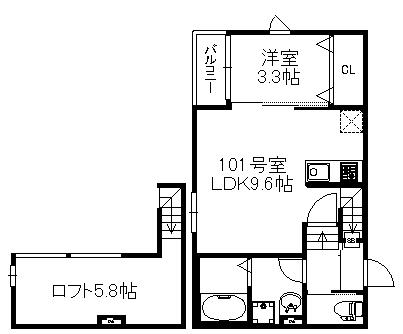 ソラーレJR久留米駅南(1LDK/1階)の間取り写真