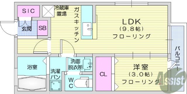 カサヴェルデ弐番館(1LDK/2階)の間取り写真