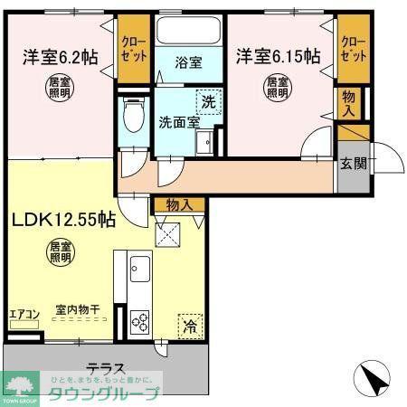 ミッドタウンおゆみ野(2LDK/1階)の間取り写真