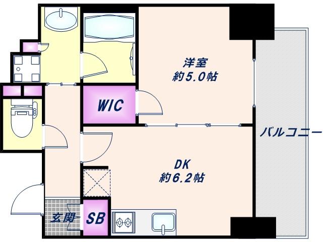 エステムコート北堀江II(1DK/12階)の間取り写真