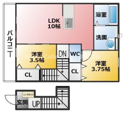 リーブルファイン鯏浦町(2LDK/2階)の間取り写真