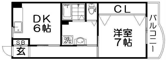 香里ニューハイツNO.3(1DK/5階)の間取り写真
