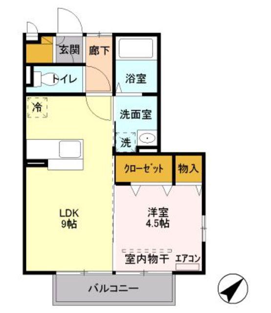 メゾン・ディアベルジュ(1LDK/2階)の間取り写真