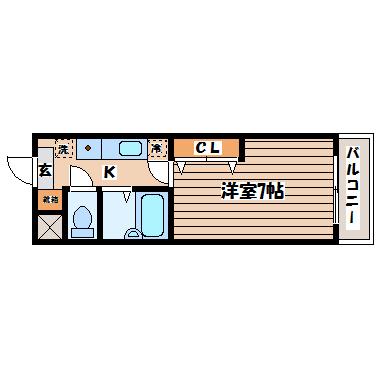 ベルシティ新寺(1K/6階)の間取り写真