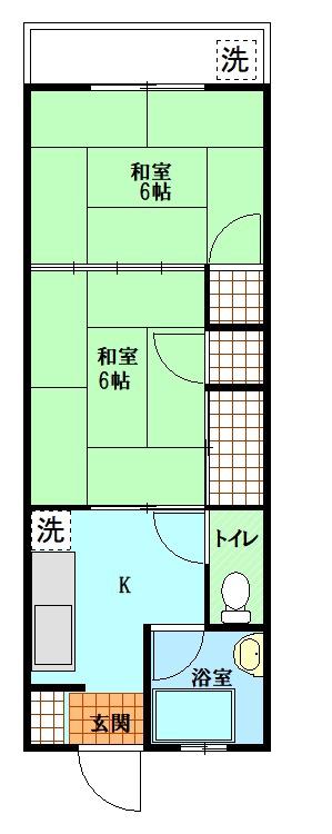 マンション光愛(2K/4階)の間取り写真