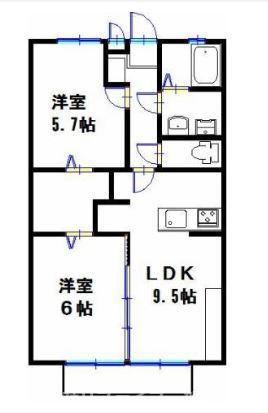 サンガーデン(2LDK/2階)の間取り写真