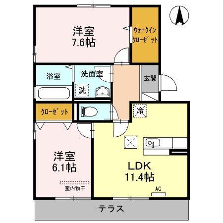 RUPOSEI(2LDK/1階)の間取り写真
