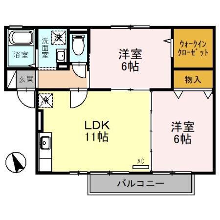 セジュールあかね(2LDK/2階)の間取り写真