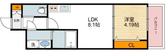 ATLAS加賀屋(1LDK/7階)の間取り写真