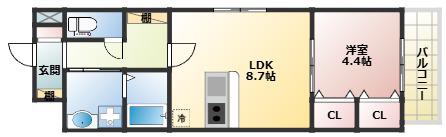 MISTRAL龍野町(1LDK/1階)の間取り写真