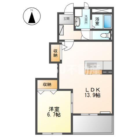 メルヴェールB(1LDK/1階)の間取り写真