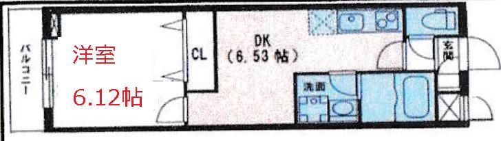 スマートVILLA多摩川(1DK/4階)の間取り写真