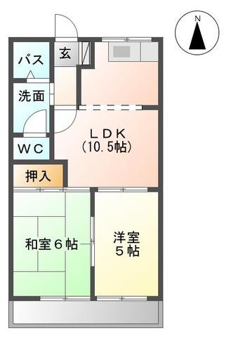 エスポワール柳森(2LDK/3階)の間取り写真