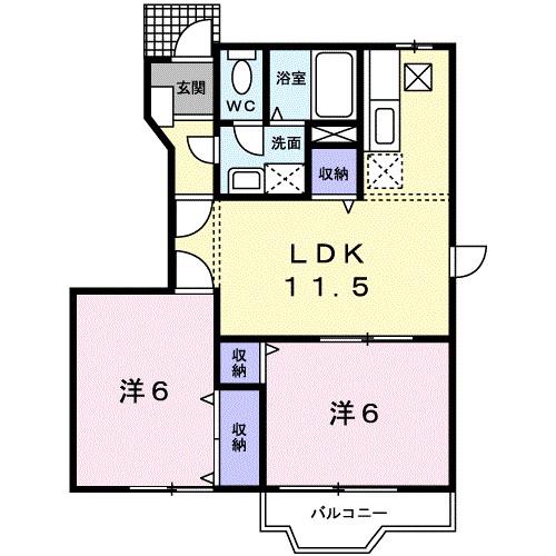サンクローレI(2LDK/1階)の間取り写真