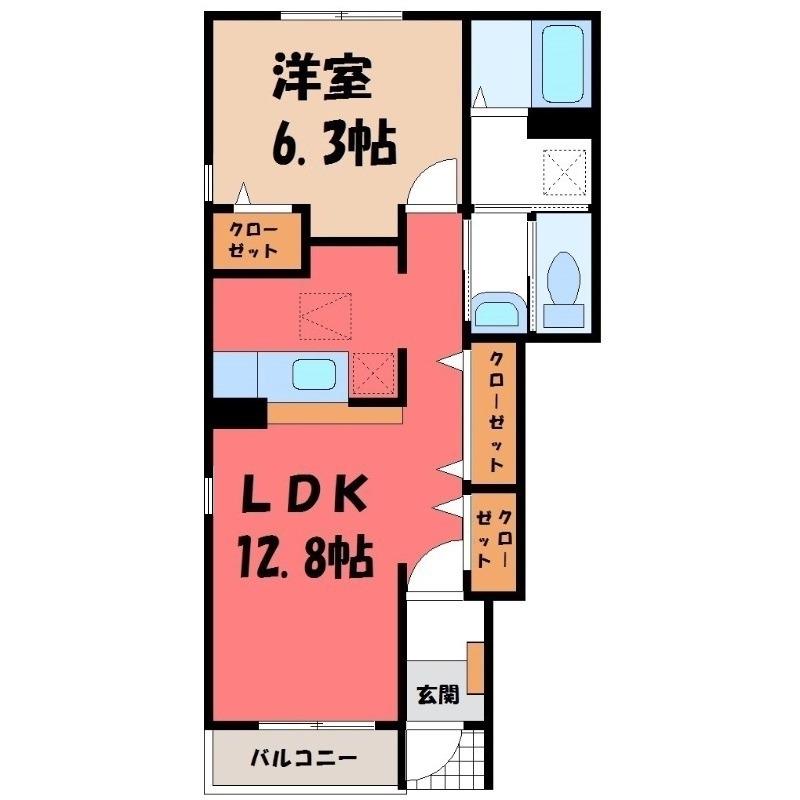 プリマヴェーラ(1LDK/1階)の間取り写真