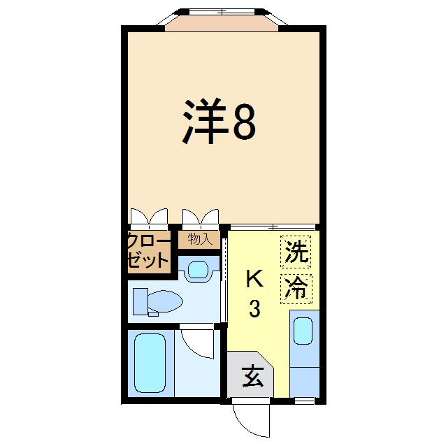 クレディII(1K/1階)の間取り写真