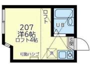 ユナイト生麦ロルフブレンデル(ワンルーム/2階)の間取り写真