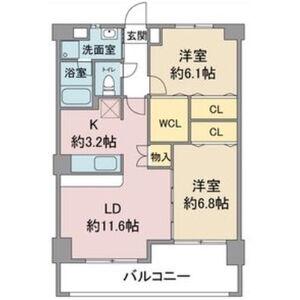 ホワイトホフマン(2LDK/6階)の間取り写真