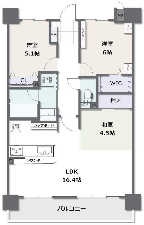 アルファスマート米原II(3LDK/9階)の間取り写真
