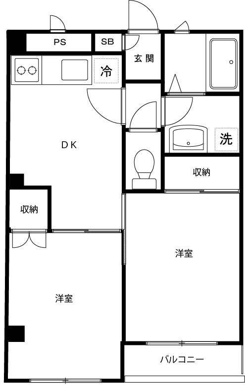 モンシャト高円寺(2DK/1階)の間取り写真