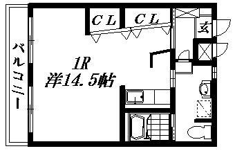 RUNON ルノン(ワンルーム/1階)の間取り写真