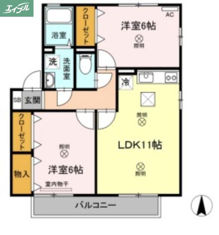 グレイスあかね(2LDK/1階)の間取り写真