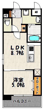 アストラル東比恵(1LDK/6階)の間取り写真