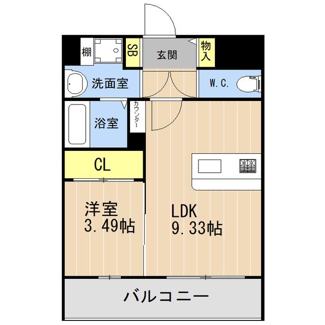LIBTH松山(1LDK/7階)の間取り写真