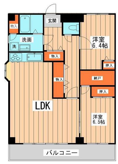 サンシティ(2SLDK/9階)の間取り写真