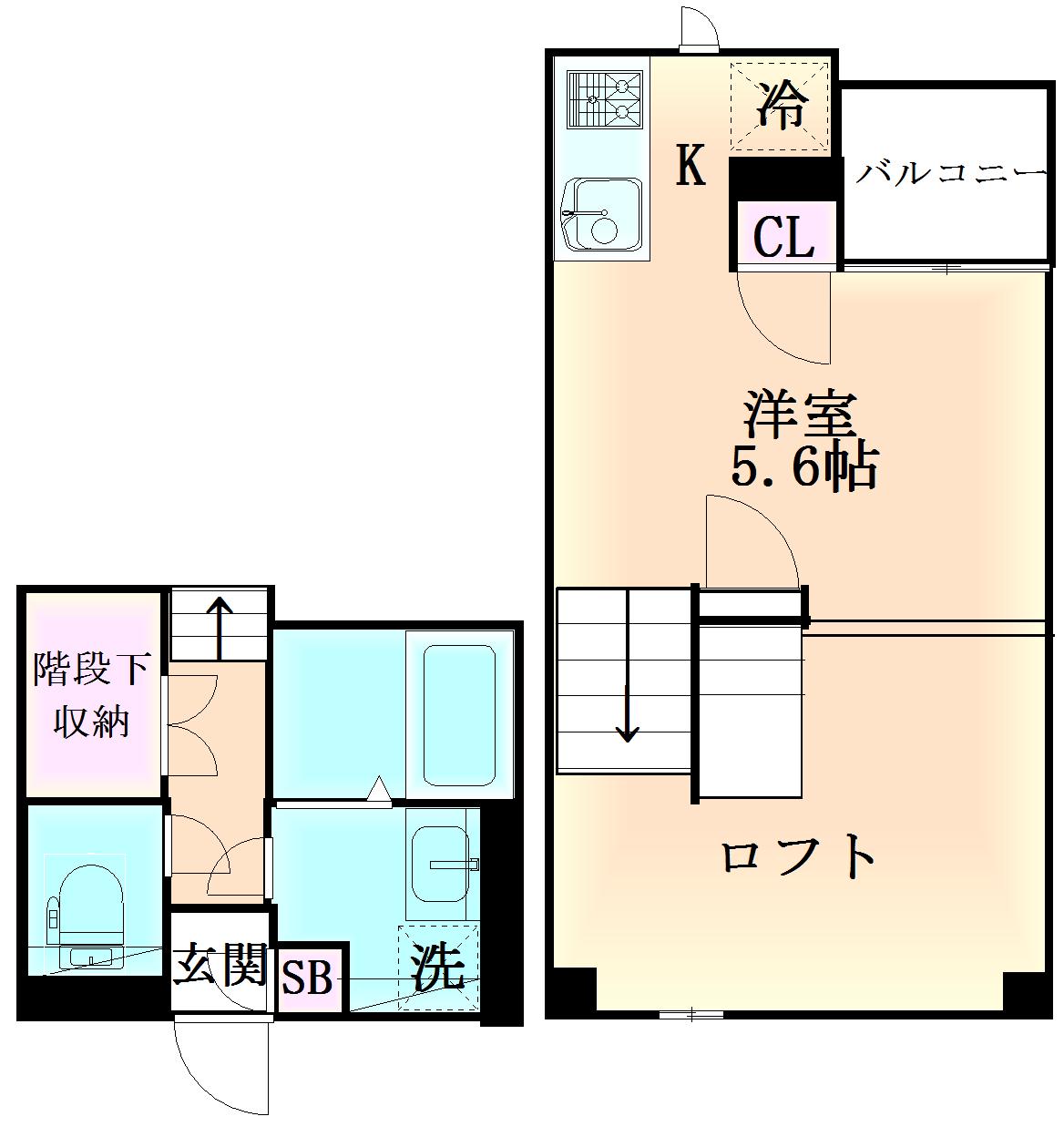 CB鴻巣フィオーレ(1K/1階)の間取り写真
