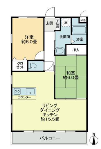 フォブール太田南(2LDK/2階)の間取り写真