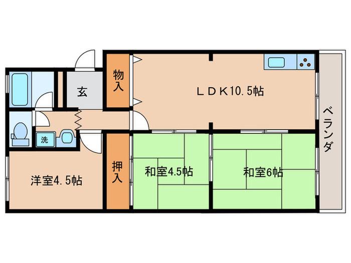 ボナール西井(3LDK/2階)の間取り写真