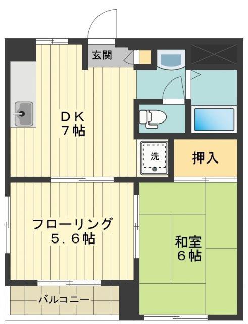 エーデルワイス(2DK/3階)の間取り写真