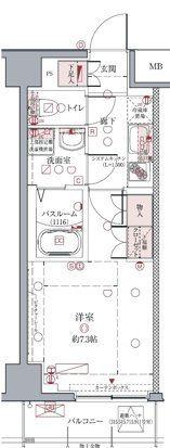 クレヴィスタ亀戸II 411(1K/6階)の間取り写真