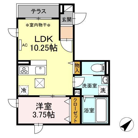 オリーブ(1LDK/1階)の間取り写真