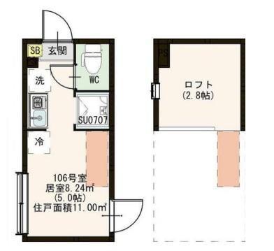 プルミエ沼袋(ワンルーム/1階)の間取り写真