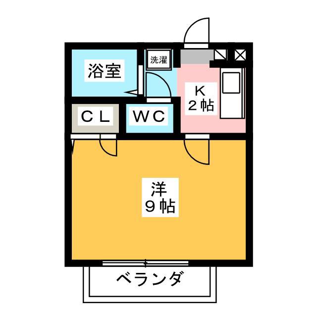 アンブレ(1K/1階)の間取り写真