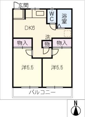 ソルテ川田 B(2DK/2階)の間取り写真