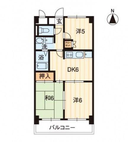 松島フラット(3DK/4階)の間取り写真