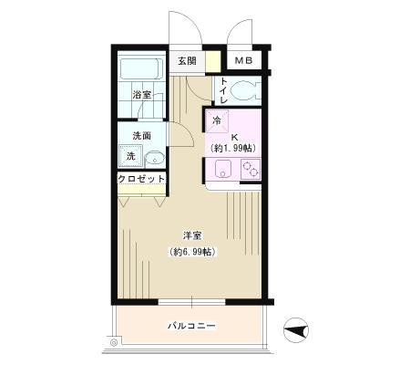 パークヒル三ッ沢(1K/1階)の間取り写真