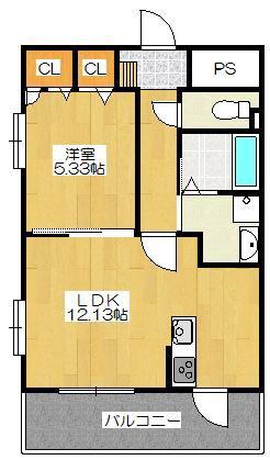 グランベールさくら小路(1LDK/2階)の間取り写真
