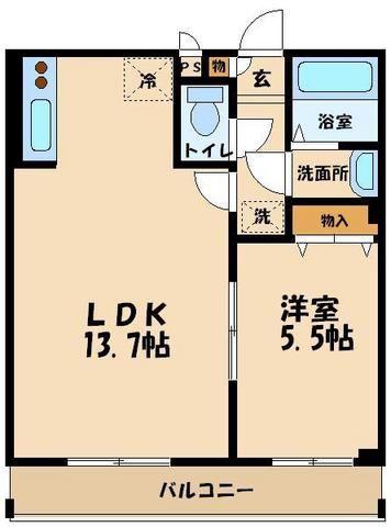 シャルマントミール(1LDK/2階)の間取り写真