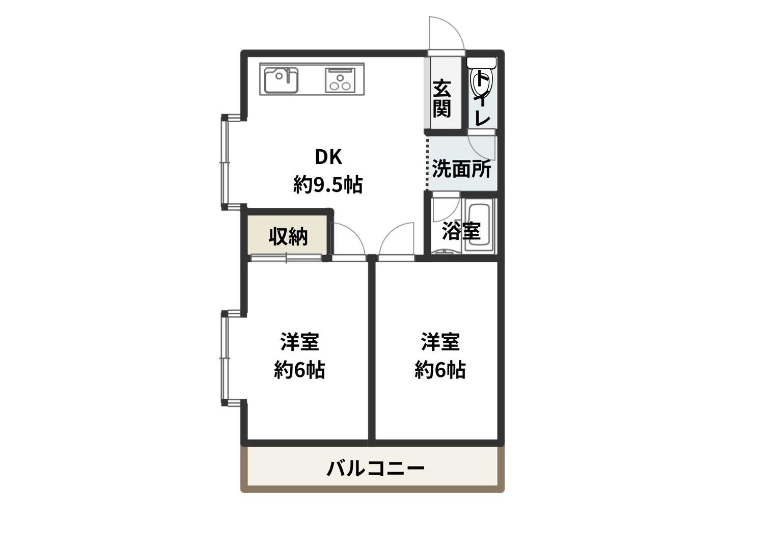 ホワイトコーポ保塚(2DK/2階)の間取り写真