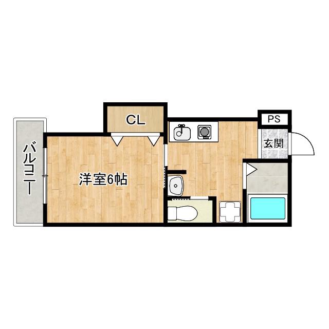 第2門口マンション(1K/3階)の間取り写真
